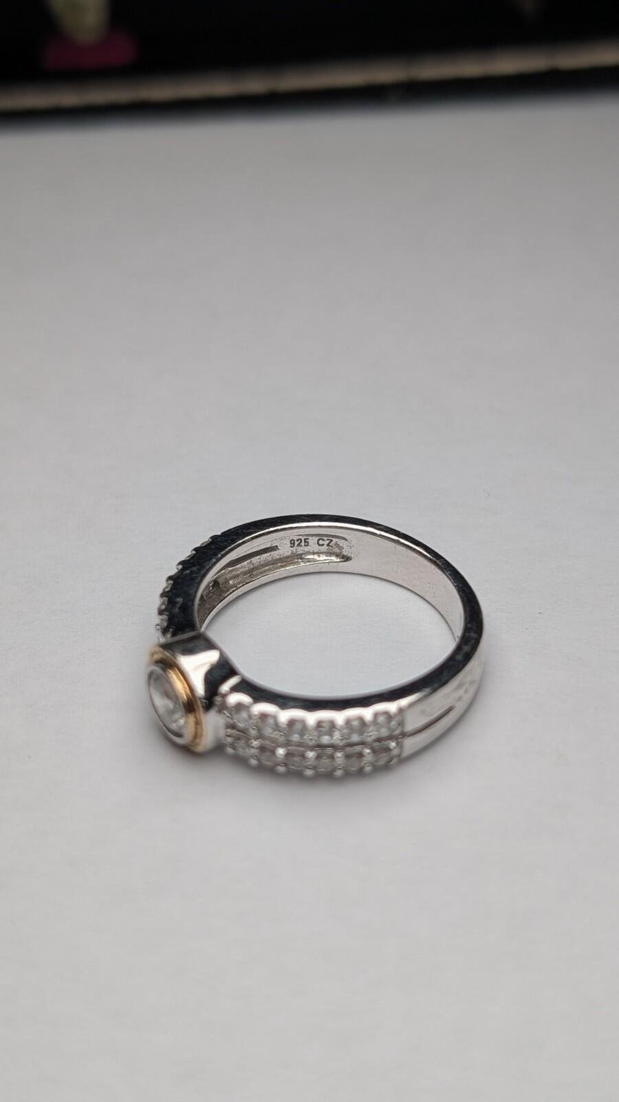Vintage Sterling Silver Double Row Clear Gemstone Ring | Size P 1/2 | 925 Silver - Image 3
