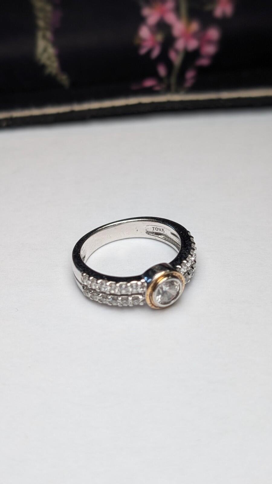 Vintage Sterling Silver Double Row Clear Gemstone Ring | Size P 1/2 | 925 Silver - Image 4