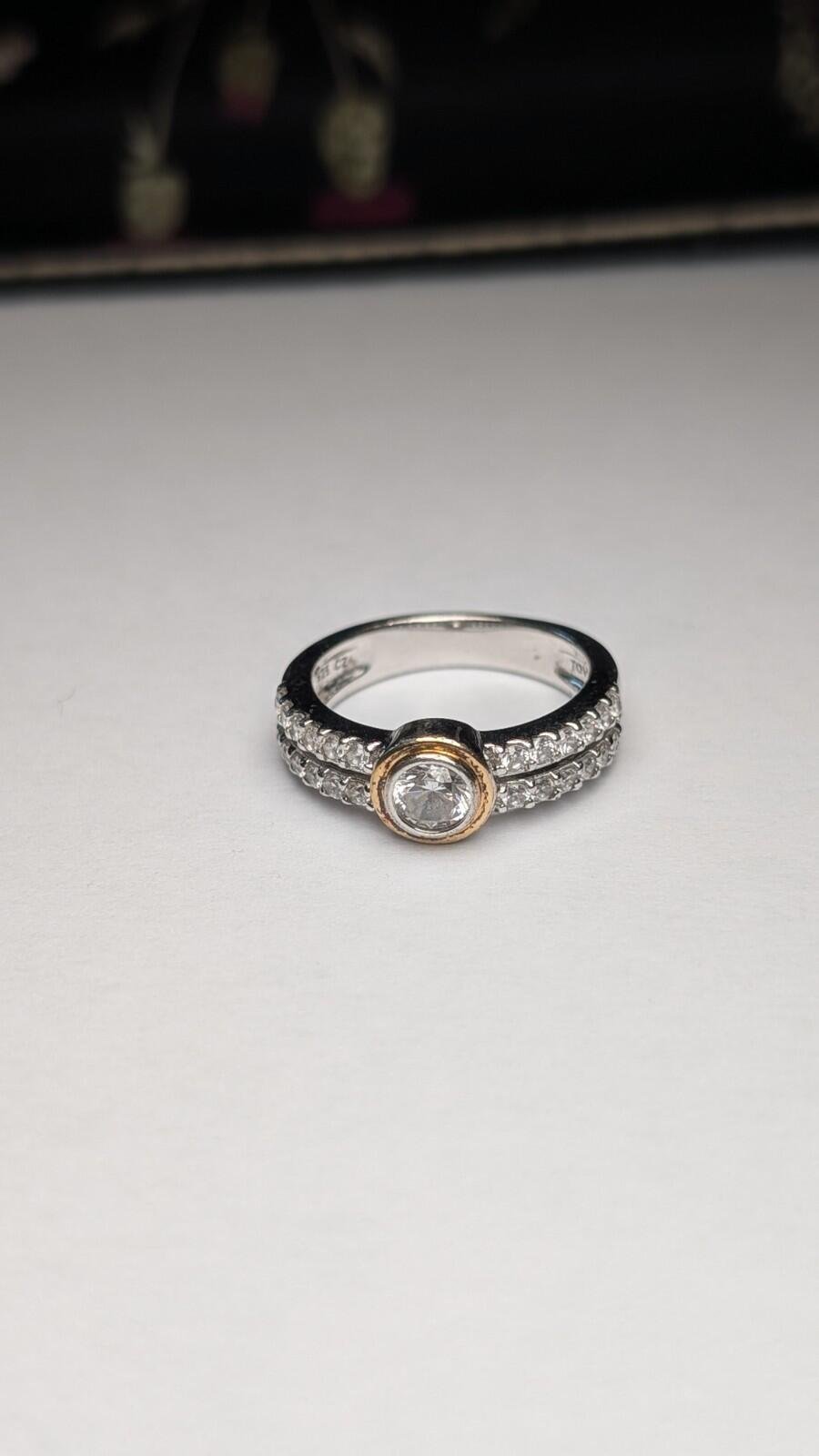 Vintage Sterling Silver Double Row Clear Gemstone Ring | Size P 1/2 | 925 Silver - Image 5