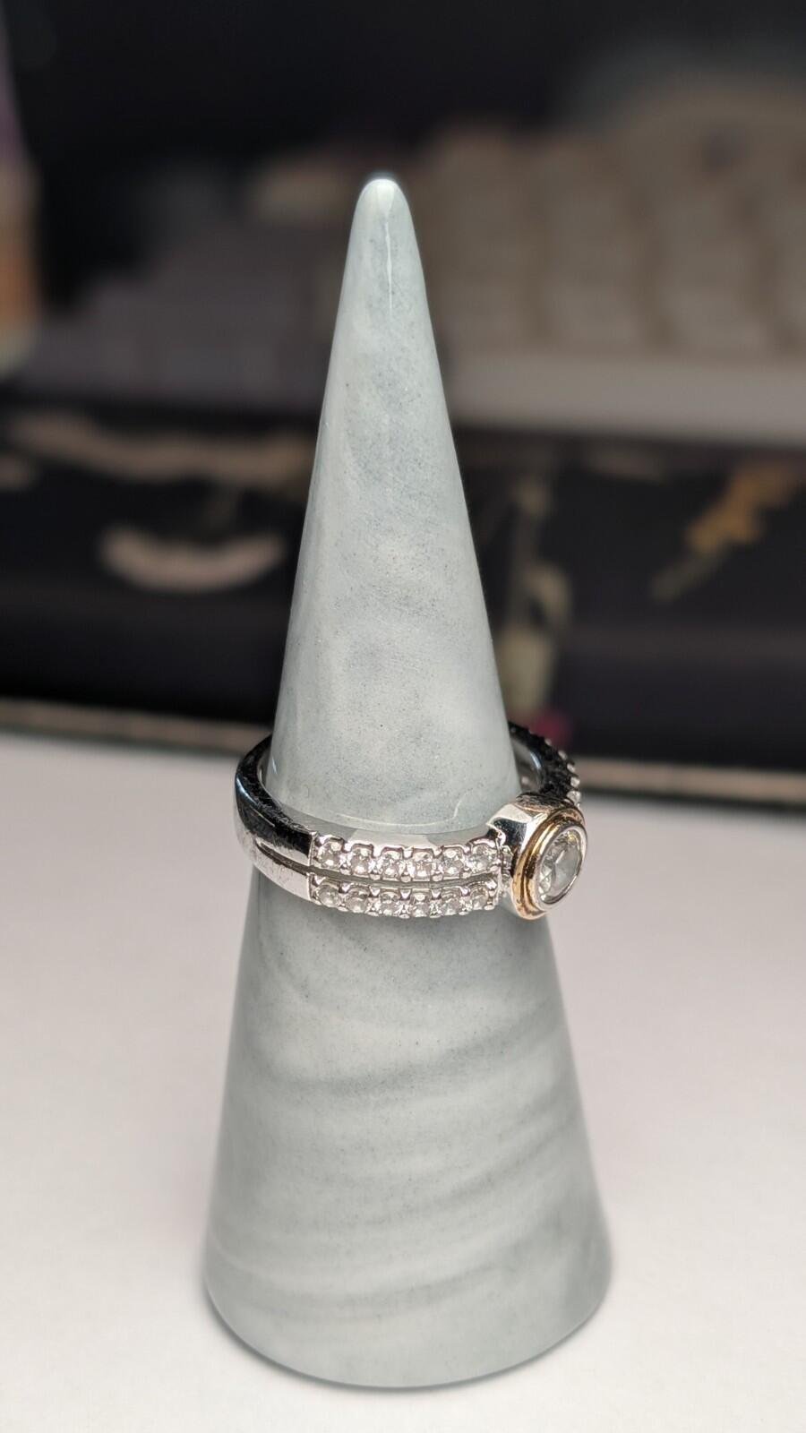 Vintage Sterling Silver Double Row Clear Gemstone Ring | Size P 1/2 | 925 Silver - Image 10