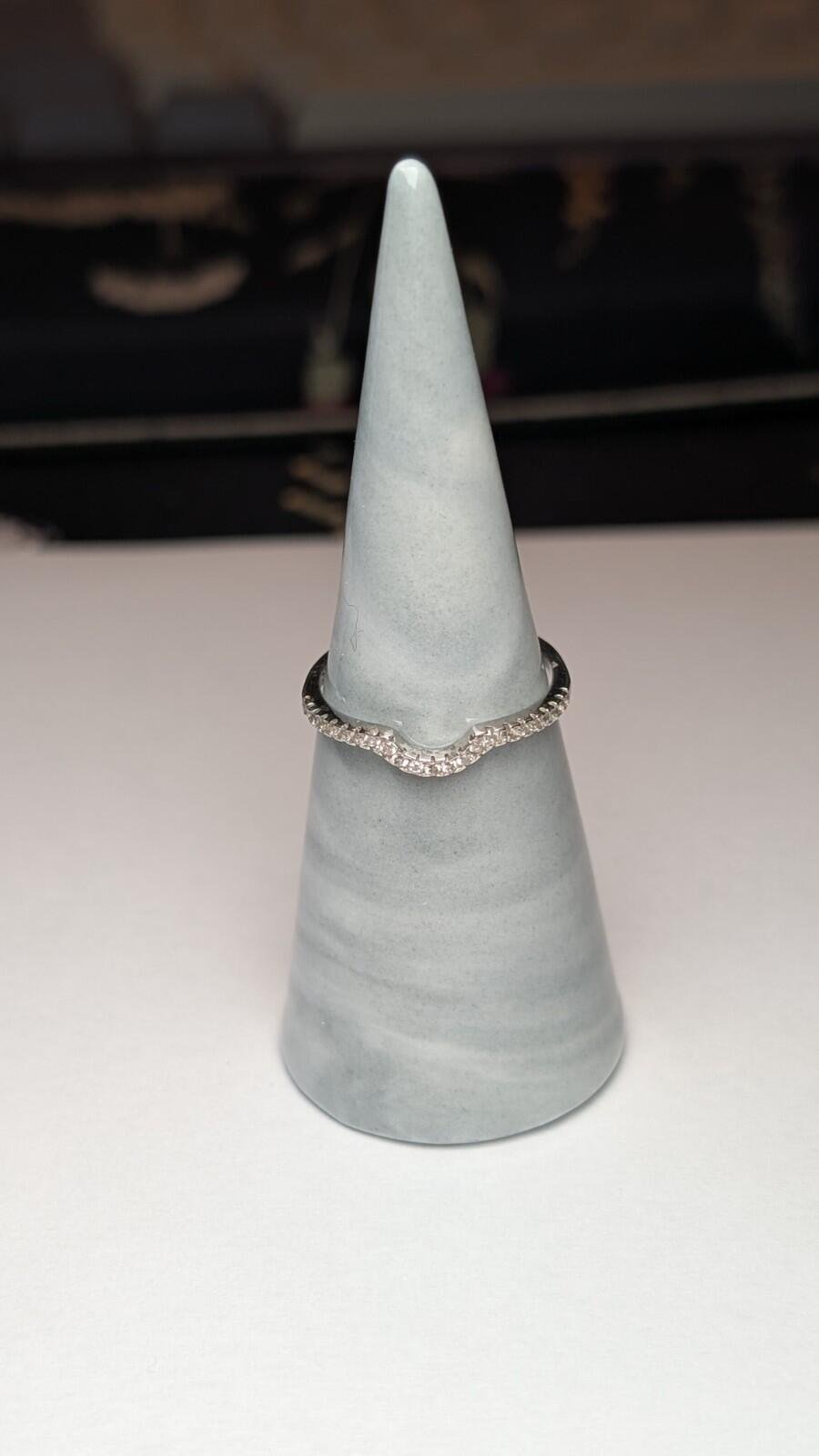 Vintage Sterling Silver Clear Gemstone Band Ring | Size P 1/2 | 925 Silver