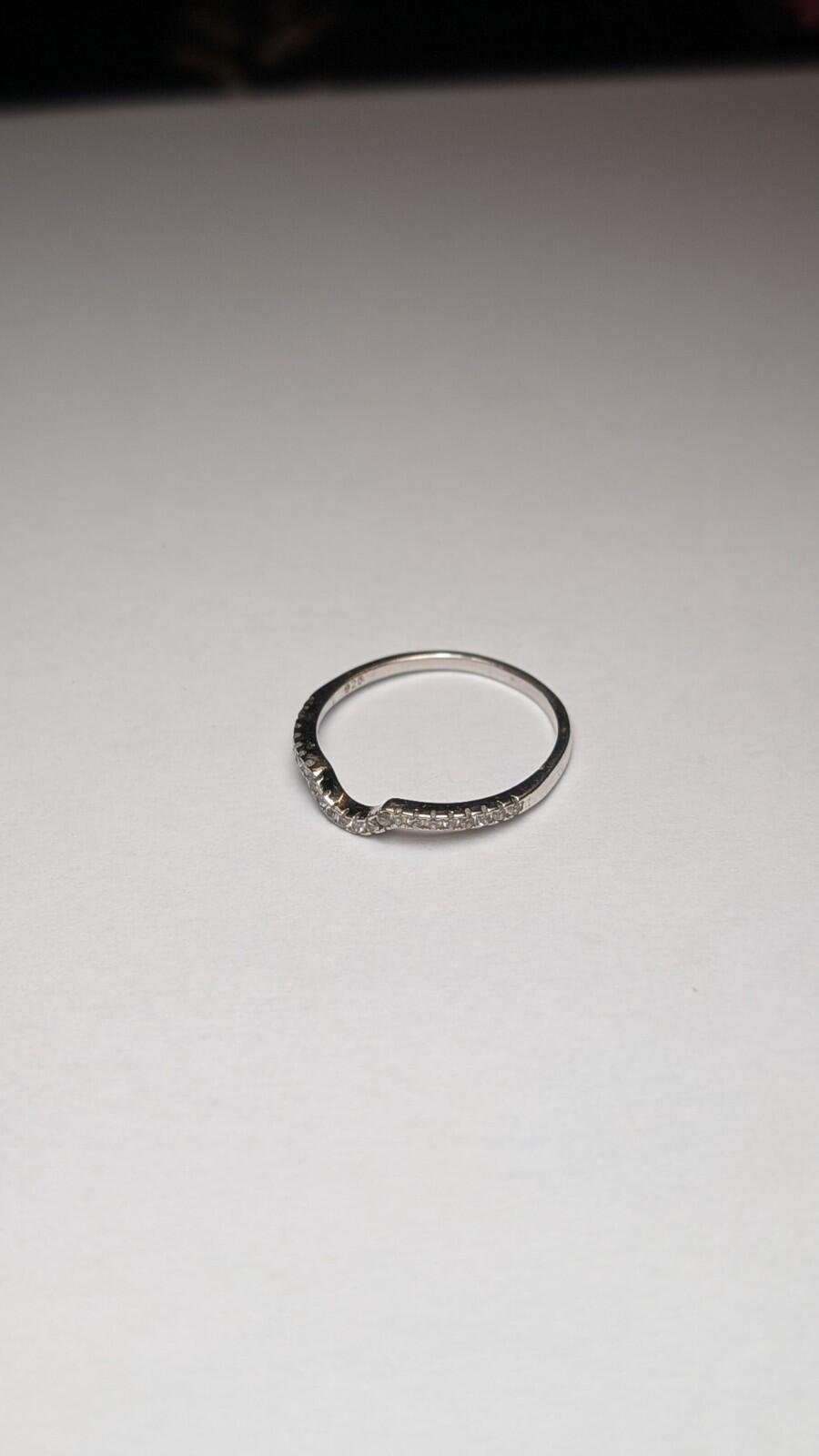 Vintage Sterling Silver Clear Gemstone Band Ring | Size P 1/2 | 925 Silver - Image 5
