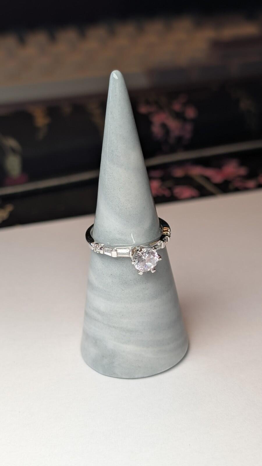 Vintage Sterling Silver Elanza Clear Gemstone Ring | Size P 1/2 | 925 Silver - Image 7