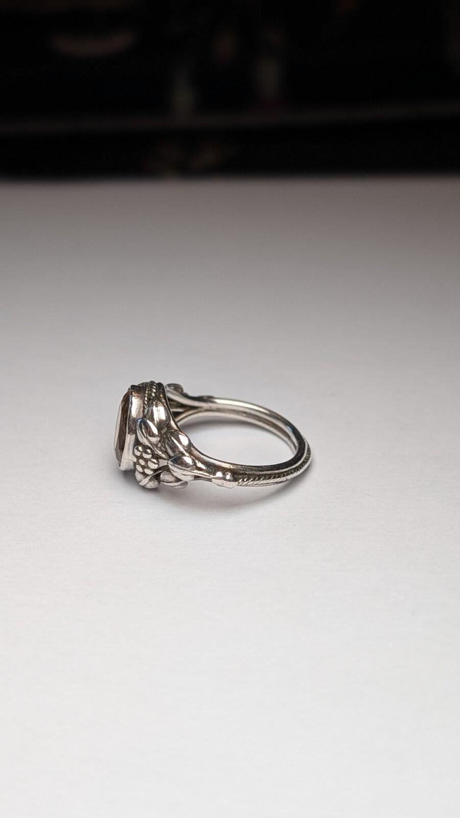 Vintage Sterling Silver Citrine Floral Ring | Size Q 1/2 | 925 Silver - Image 4