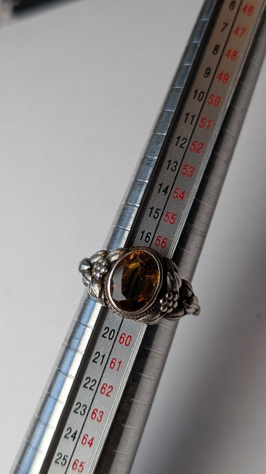 Vintage Sterling Silver Citrine Floral Ring | Size Q 1/2 | 925 Silver - Image 8