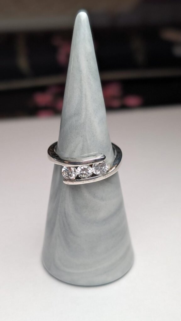 Vintage Sterling Silver 3 CZ Band Ring | Size O 1/2 | 925 Silver