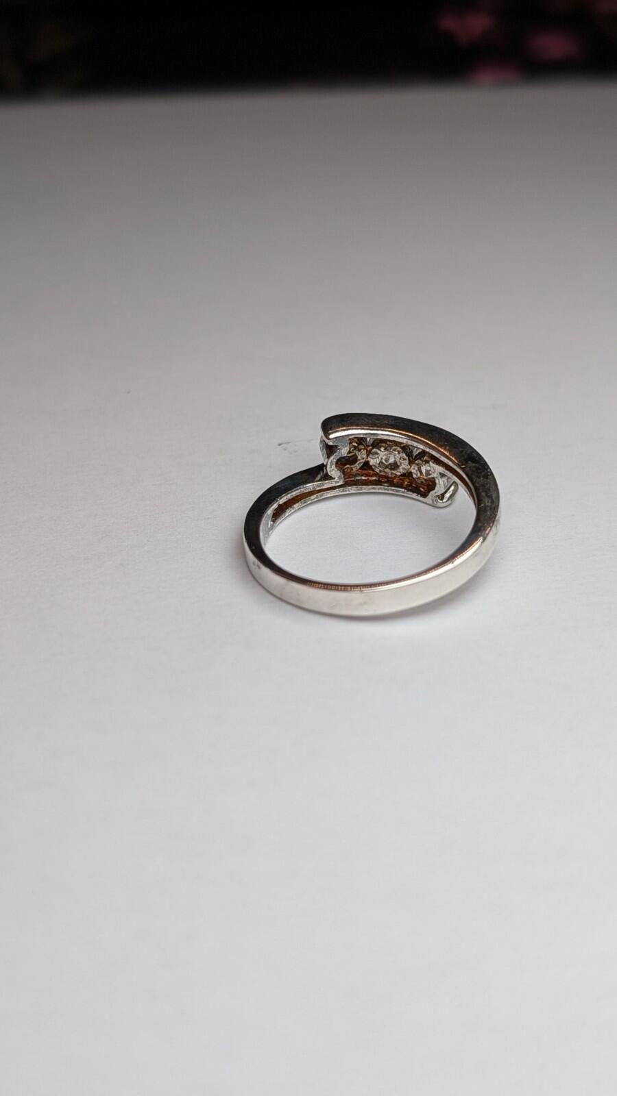 Vintage Sterling Silver 3 CZ Band Ring | Size O 1/2 | 925 Silver - Image 6