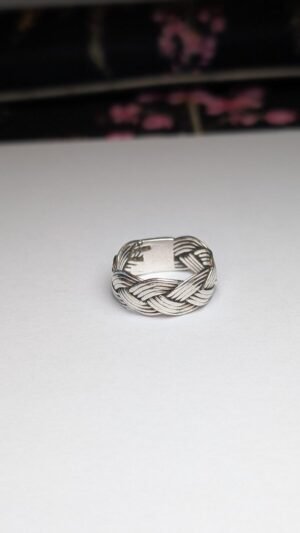 Vintage Sterling Silver Weave Band Ring | Size P | 925 Silver