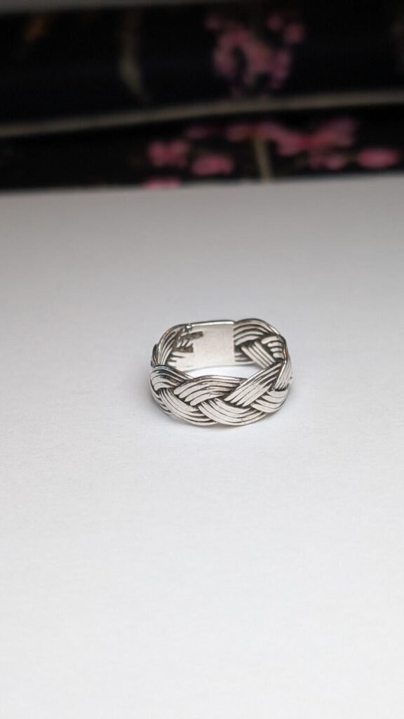 Vintage Sterling Silver Weave Band Ring | Size P | 925 Silver