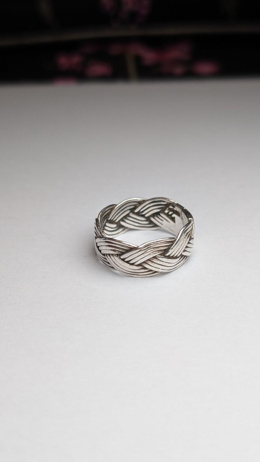 Vintage Sterling Silver Weave Band Ring | Size P | 925 Silver - Image 2