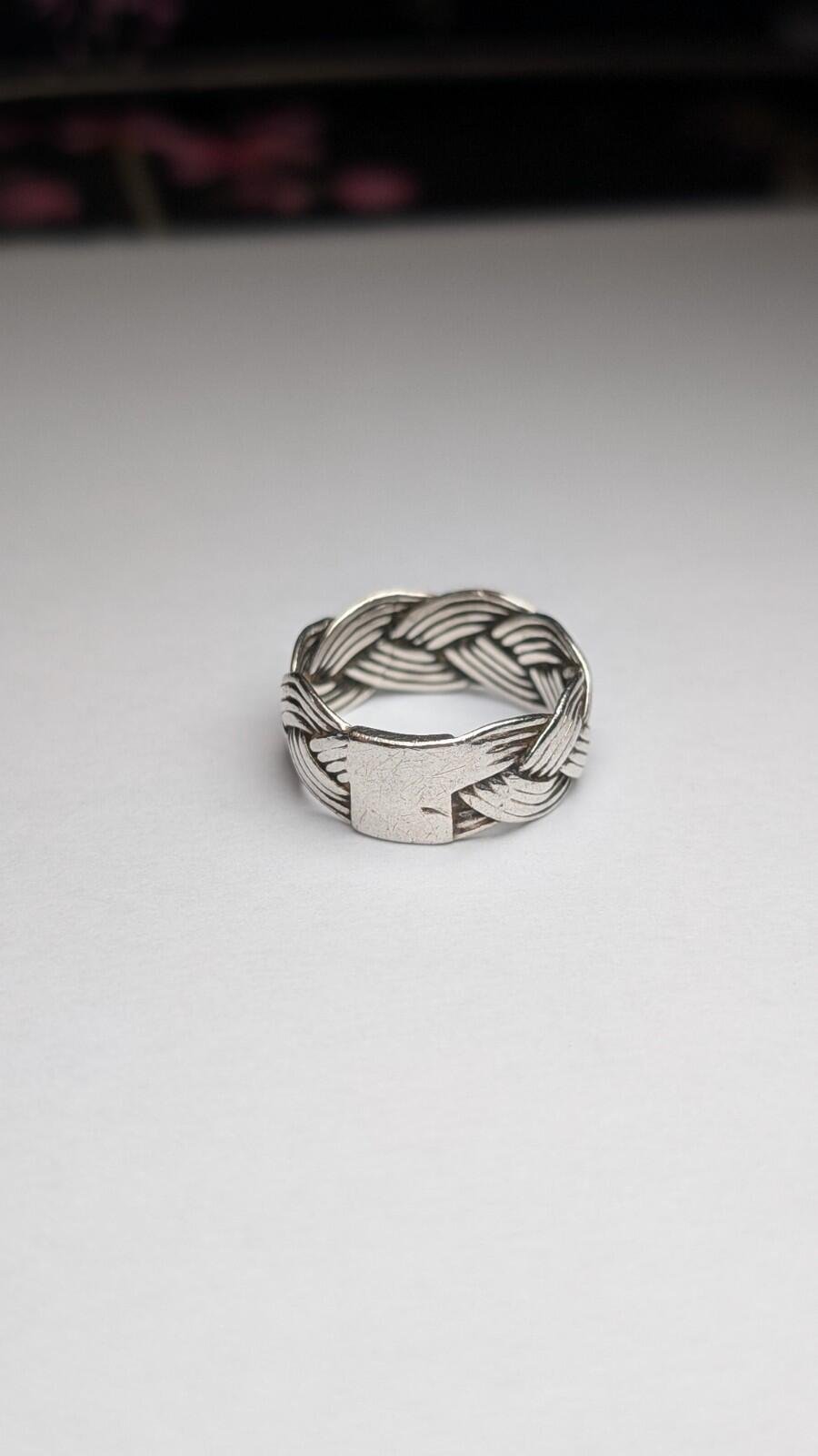Vintage Sterling Silver Weave Band Ring | Size P | 925 Silver - Image 3