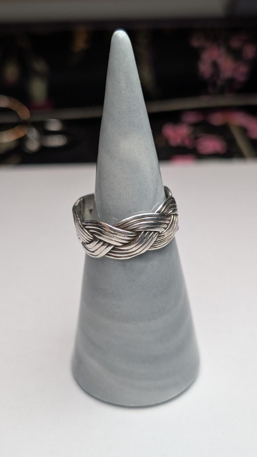 Vintage Sterling Silver Weave Band Ring | Size P | 925 Silver - Image 4