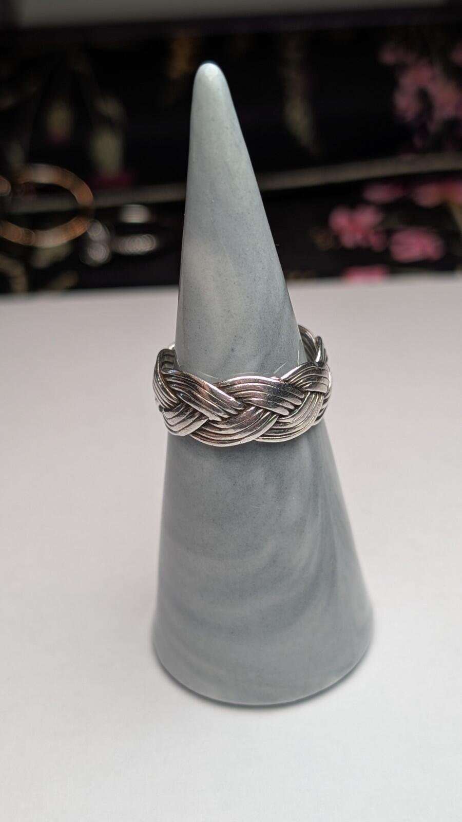 Vintage Sterling Silver Weave Band Ring | Size P | 925 Silver - Image 5