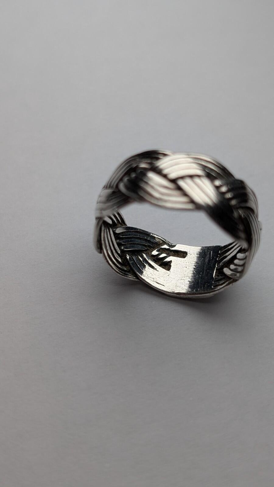 Vintage Sterling Silver Weave Band Ring | Size P | 925 Silver - Image 6