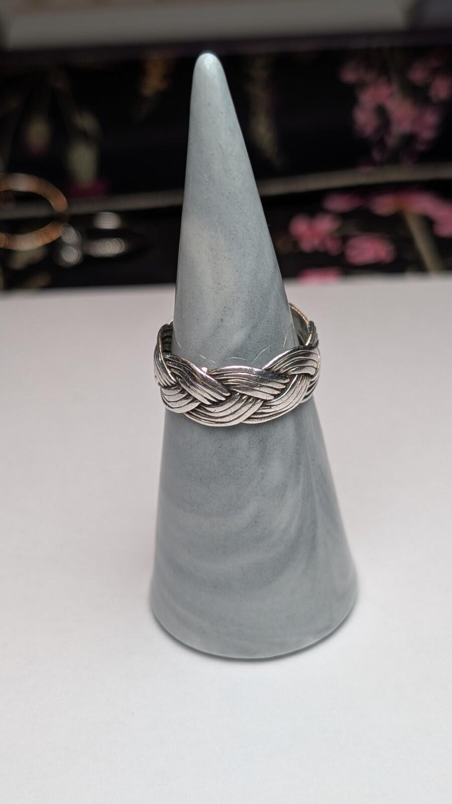 Vintage Sterling Silver Weave Band Ring | Size P | 925 Silver - Image 7