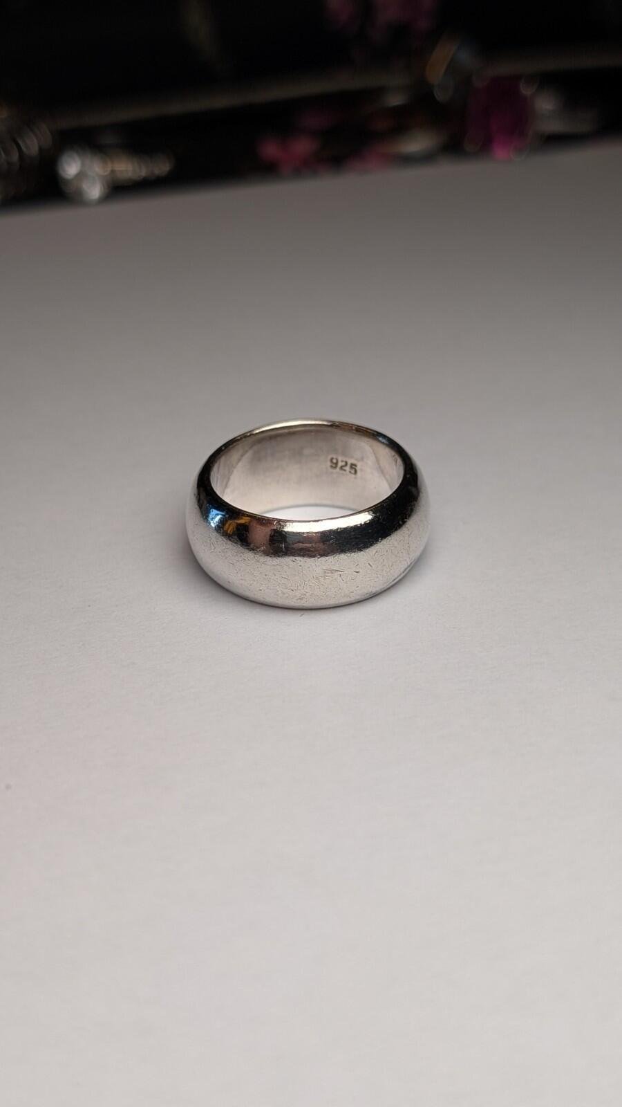 Vintage Sterling Silver Thick Band Ring | Size Q | 925 Silver