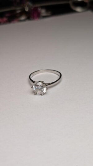 Vintage Sterling Silver Solitaire CZ Ring | Size Q 1/2 | 925 Silver