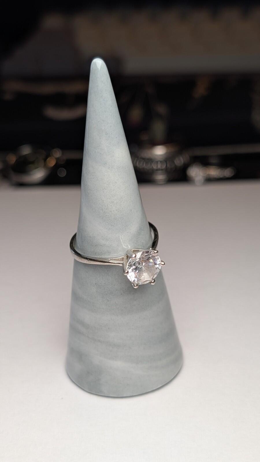 Vintage Sterling Silver Solitaire CZ Ring | Size Q 1/2 | 925 Silver - Image 4