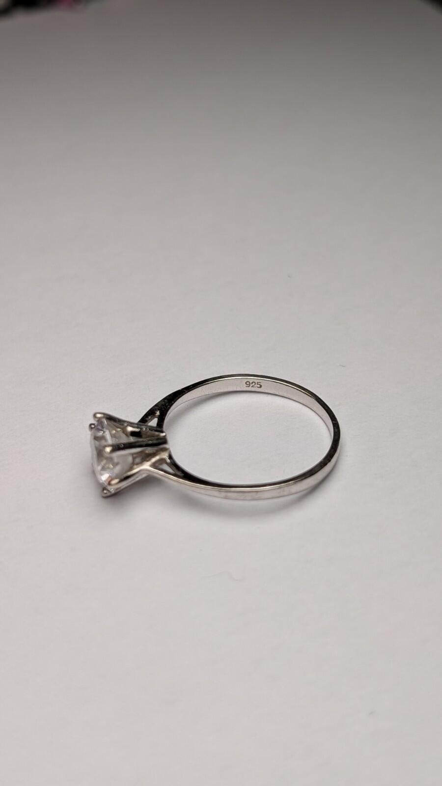 Vintage Sterling Silver Solitaire CZ Ring | Size Q 1/2 | 925 Silver - Image 5