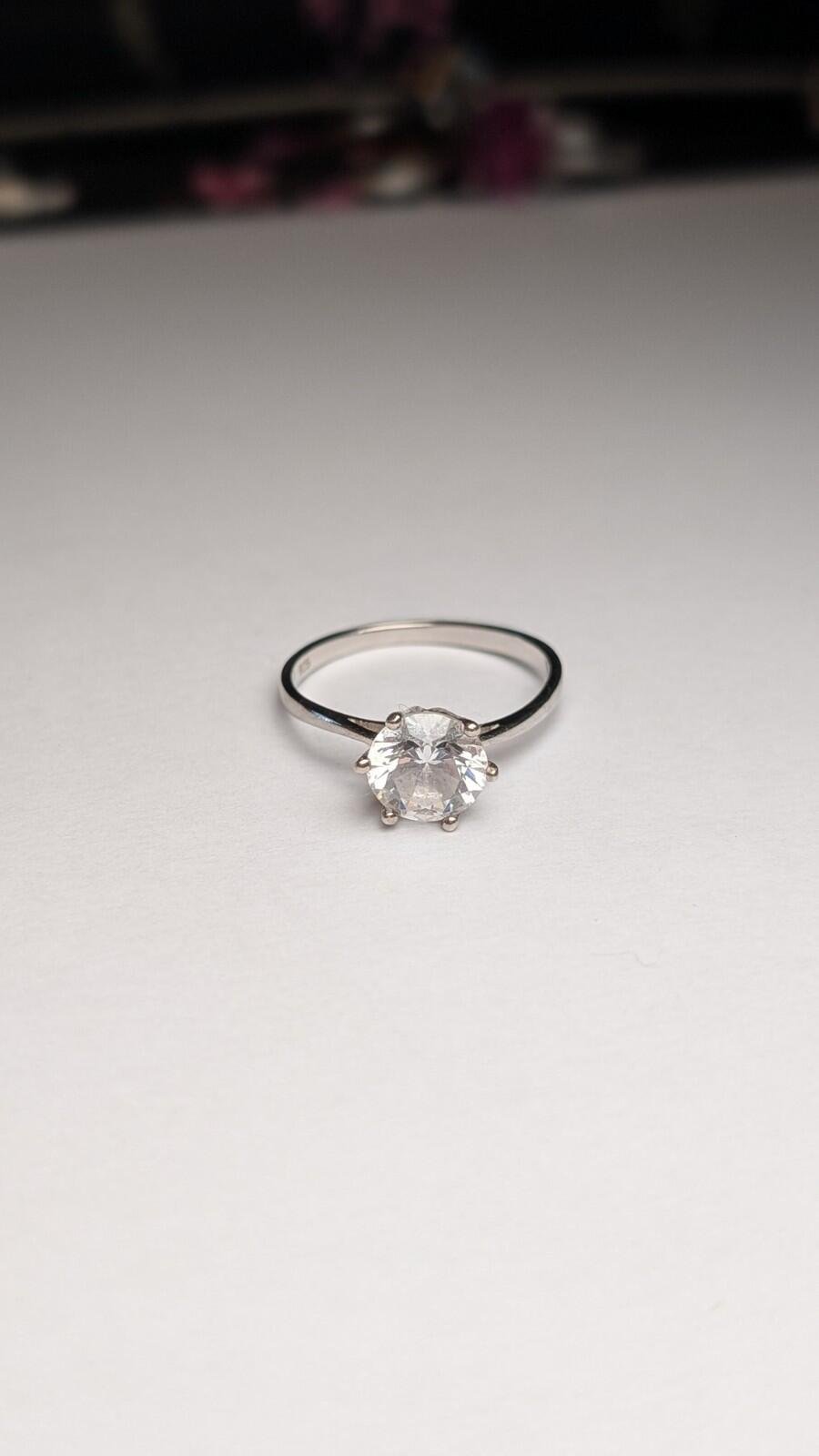 Vintage Sterling Silver Solitaire CZ Ring | Size Q 1/2 | 925 Silver - Image 6