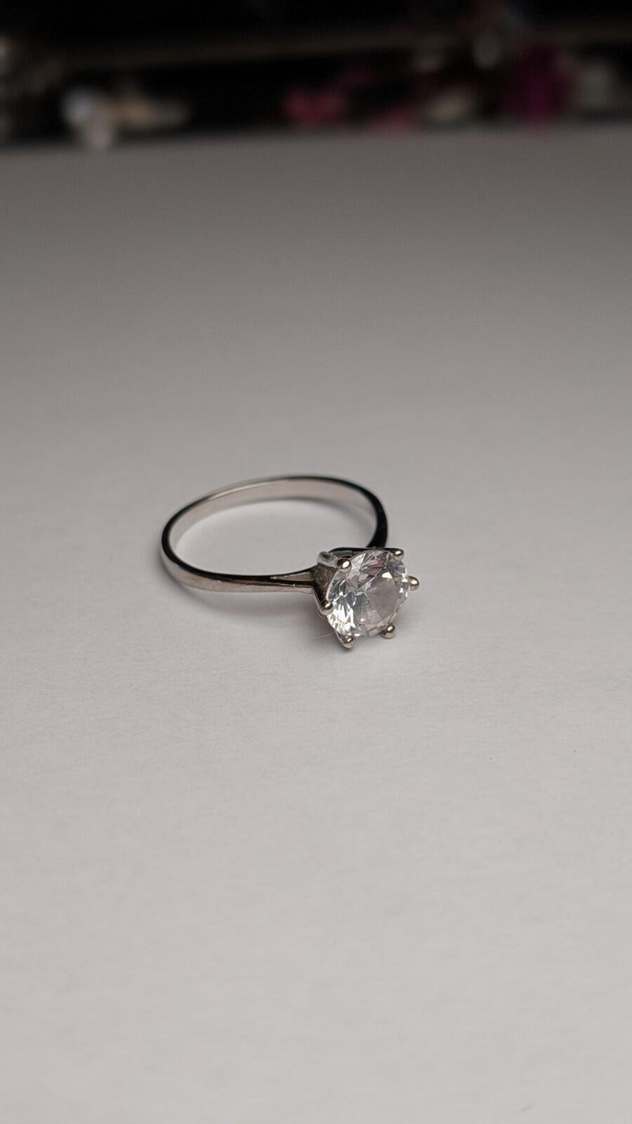 Vintage Sterling Silver Solitaire CZ Ring | Size Q 1/2 | 925 Silver - Image 8