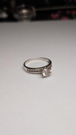 Vintage Sterling Silver Clear CZ Gemstone Ring | Size Q 1/2 | 925 Silver