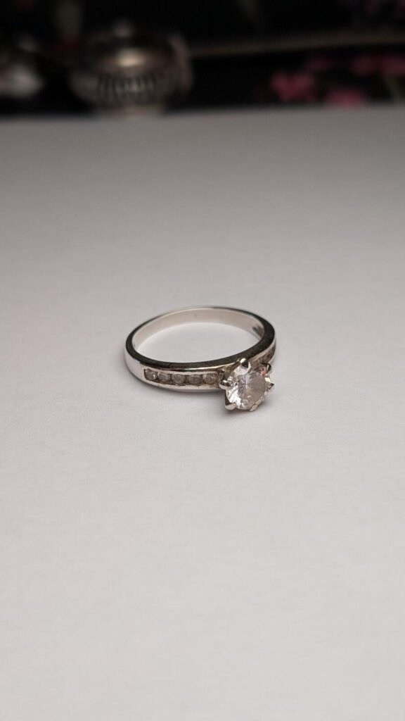 Vintage Sterling Silver Clear CZ Gemstone Ring | Size Q 1/2 | 925 Silver