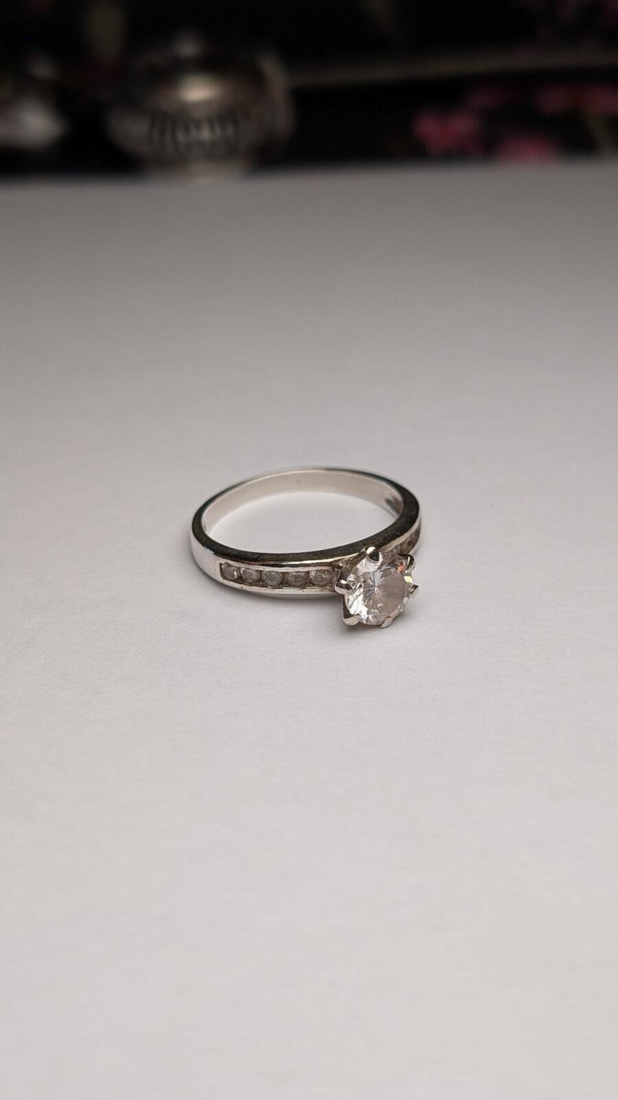 Vintage Sterling Silver Clear CZ Gemstone Ring | Size Q 1/2 | 925 Silver