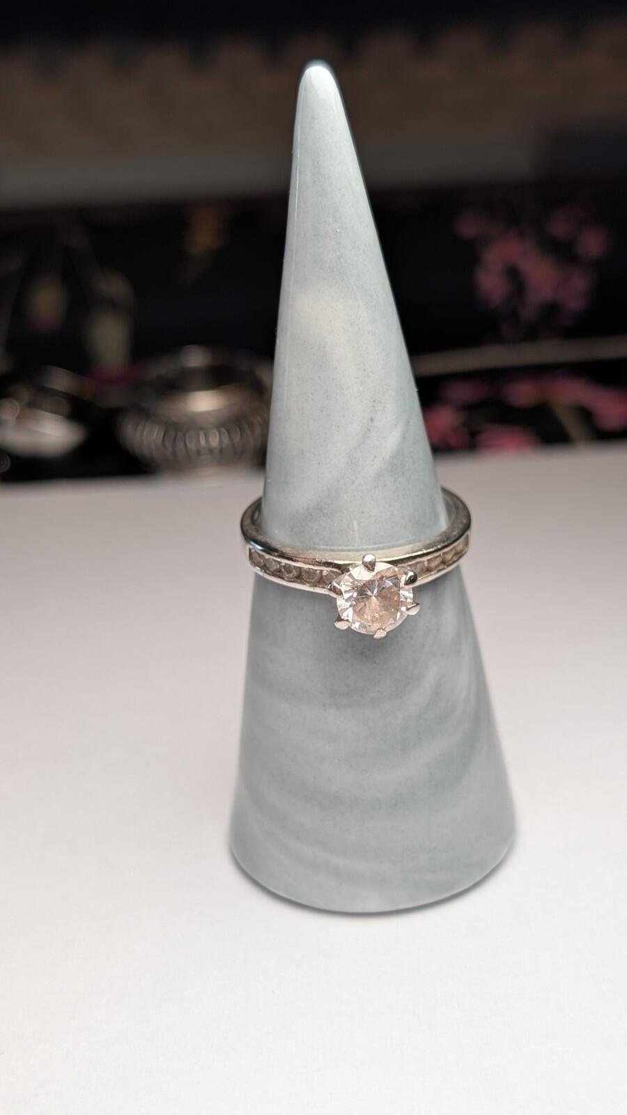 Vintage Sterling Silver Clear CZ Gemstone Ring | Size Q 1/2 | 925 Silver - Image 4