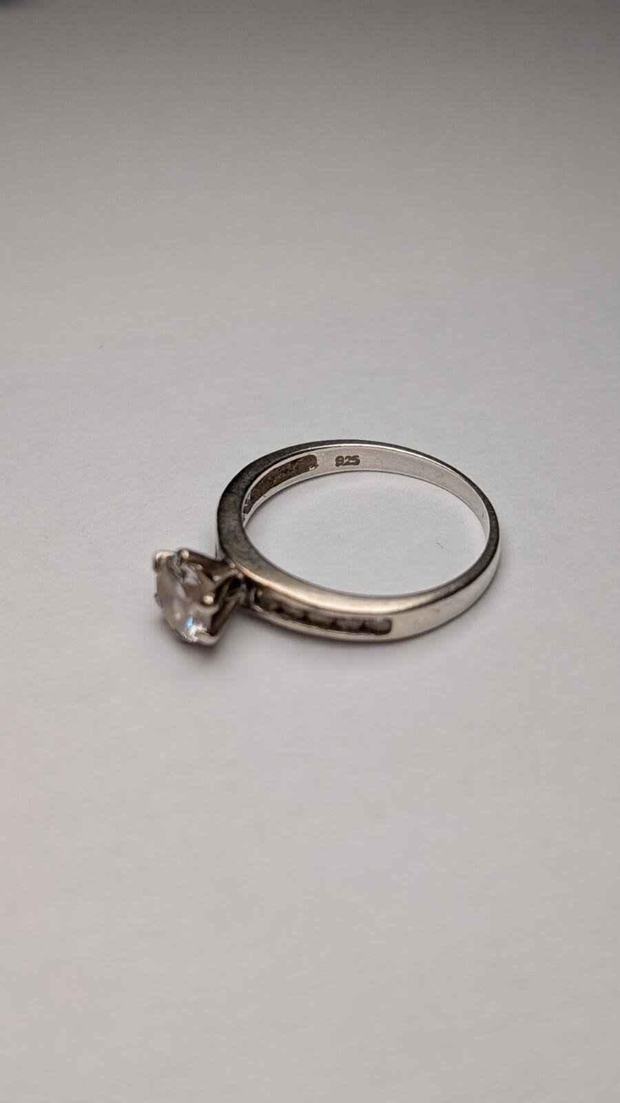 Vintage Sterling Silver Clear CZ Gemstone Ring | Size Q 1/2 | 925 Silver - Image 5
