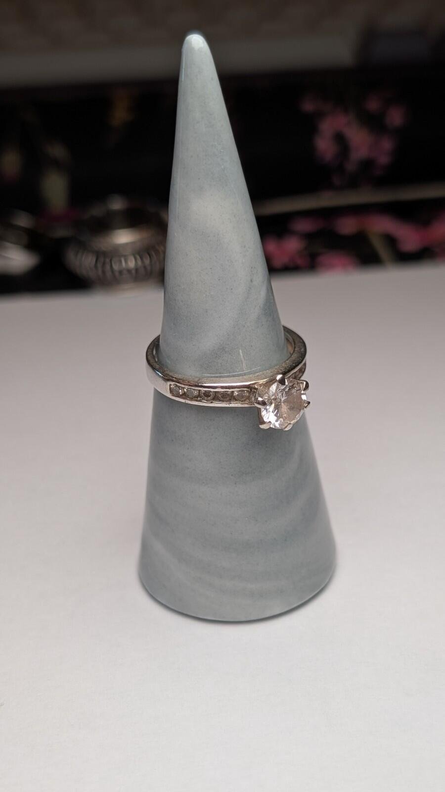 Vintage Sterling Silver Clear CZ Gemstone Ring | Size Q 1/2 | 925 Silver - Image 6