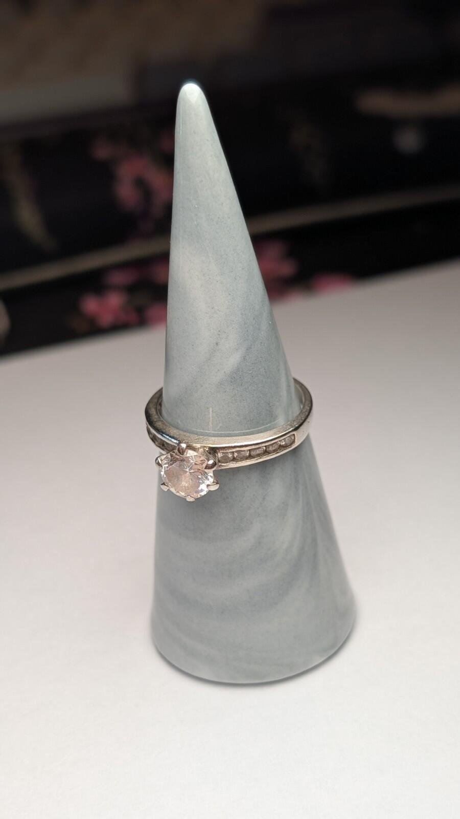 Vintage Sterling Silver Clear CZ Gemstone Ring | Size Q 1/2 | 925 Silver - Image 7
