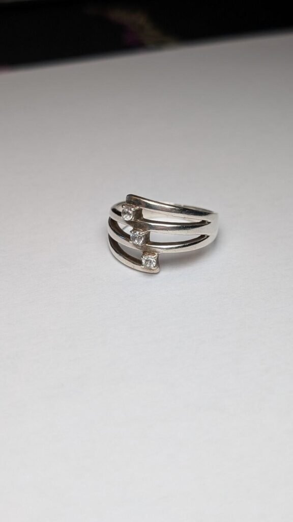 Vintage Sterling Silver 3 CZ Gemstone Ring | Size Q - Q 1/2 | 925 Silver
