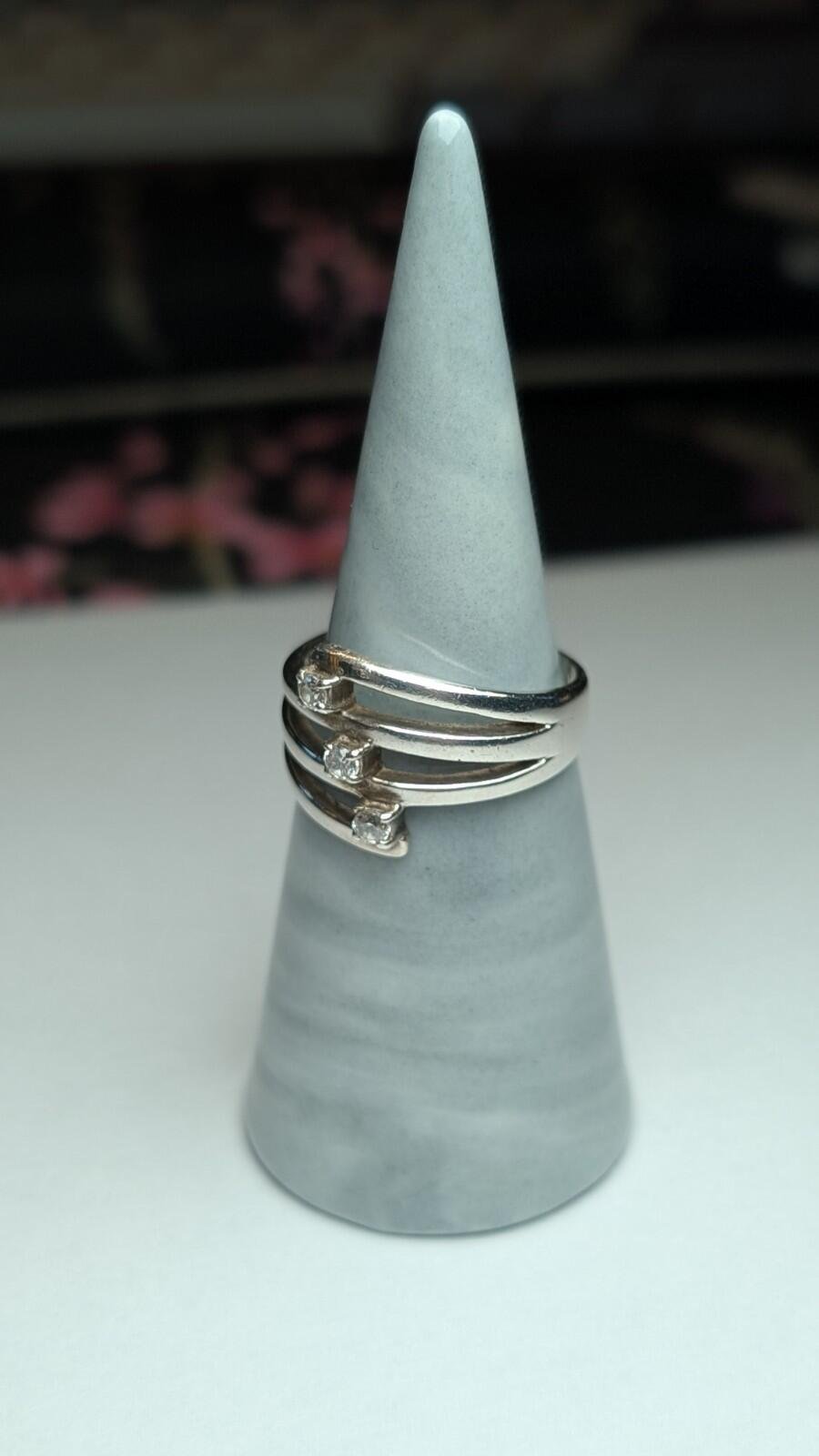 Vintage Sterling Silver 3 CZ Gemstone Ring | Size Q - Q 1/2 | 925 Silver - Image 6