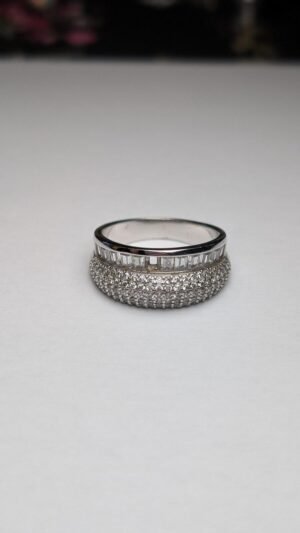 Vintage Sterling Silver CZ Band Ring | Size S 1/2 | 925 | Missing Gemstone