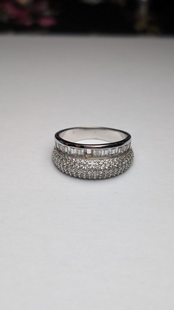 Vintage Sterling Silver CZ Band Ring | Size S 1/2 | 925 | Missing Gemstone