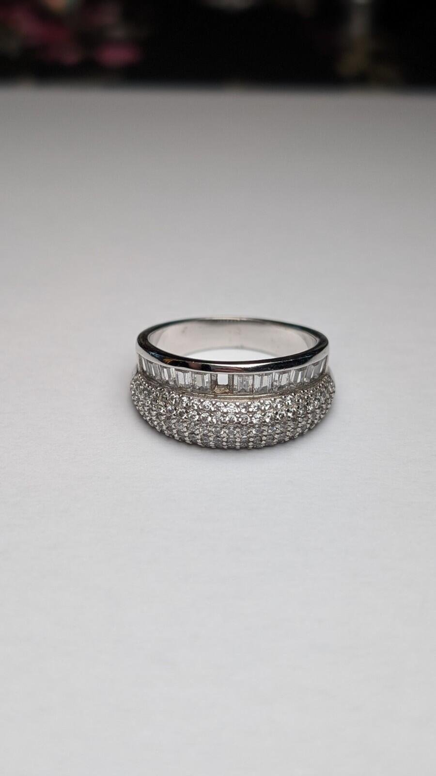 Vintage Sterling Silver CZ Band Ring | Size S 1/2 | 925 | Missing Gemstone