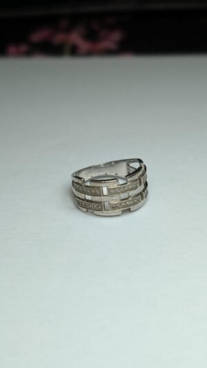 Vintage Sterling Silver CZ Rows Band Ring | Size N | 925 Silver