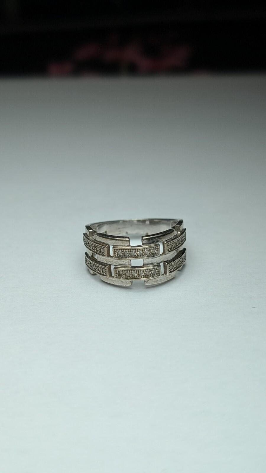 Vintage Sterling Silver CZ Rows Band Ring | Size N | 925 Silver - Image 3