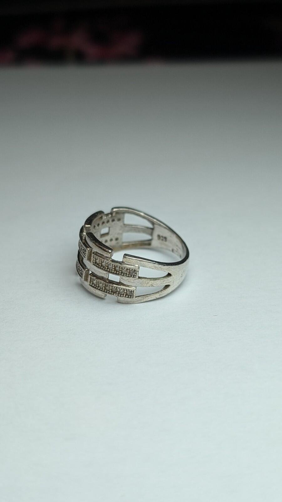Vintage Sterling Silver CZ Rows Band Ring | Size N | 925 Silver - Image 4