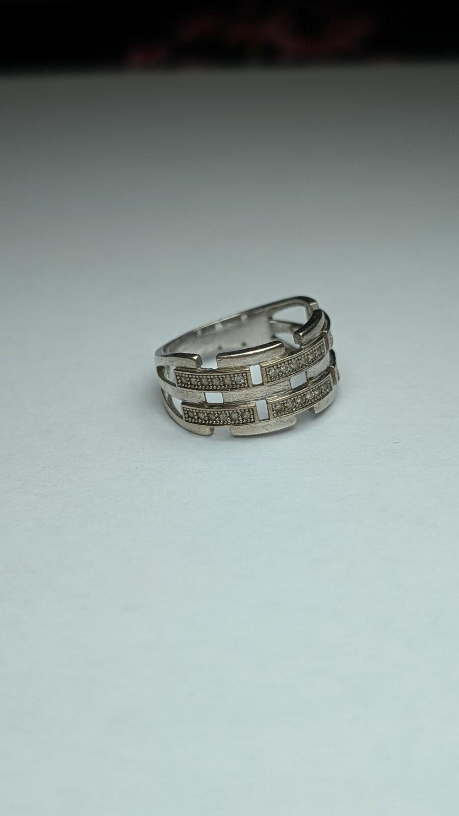 Vintage Sterling Silver CZ Rows Band Ring | Size N | 925 Silver - Image 6