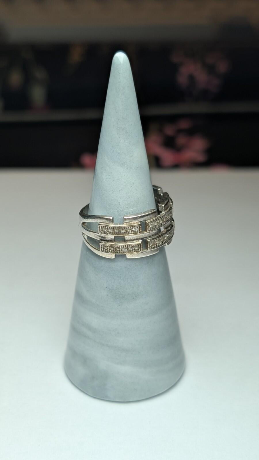 Vintage Sterling Silver CZ Rows Band Ring | Size N | 925 Silver - Image 8