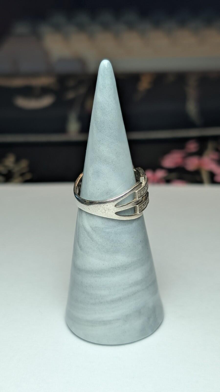 Vintage Sterling Silver CZ Rows Band Ring | Size N | 925 Silver - Image 10