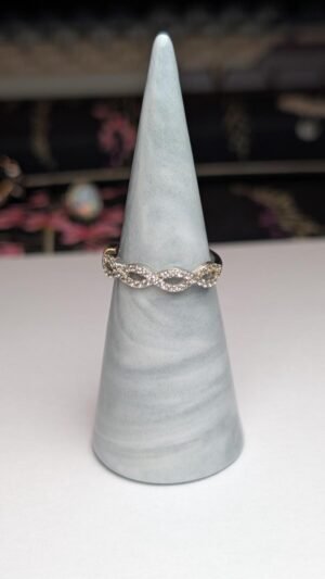 Vintage Sterling Silver CZ Band Ring | Size N 1/2 - O | 925 Silver