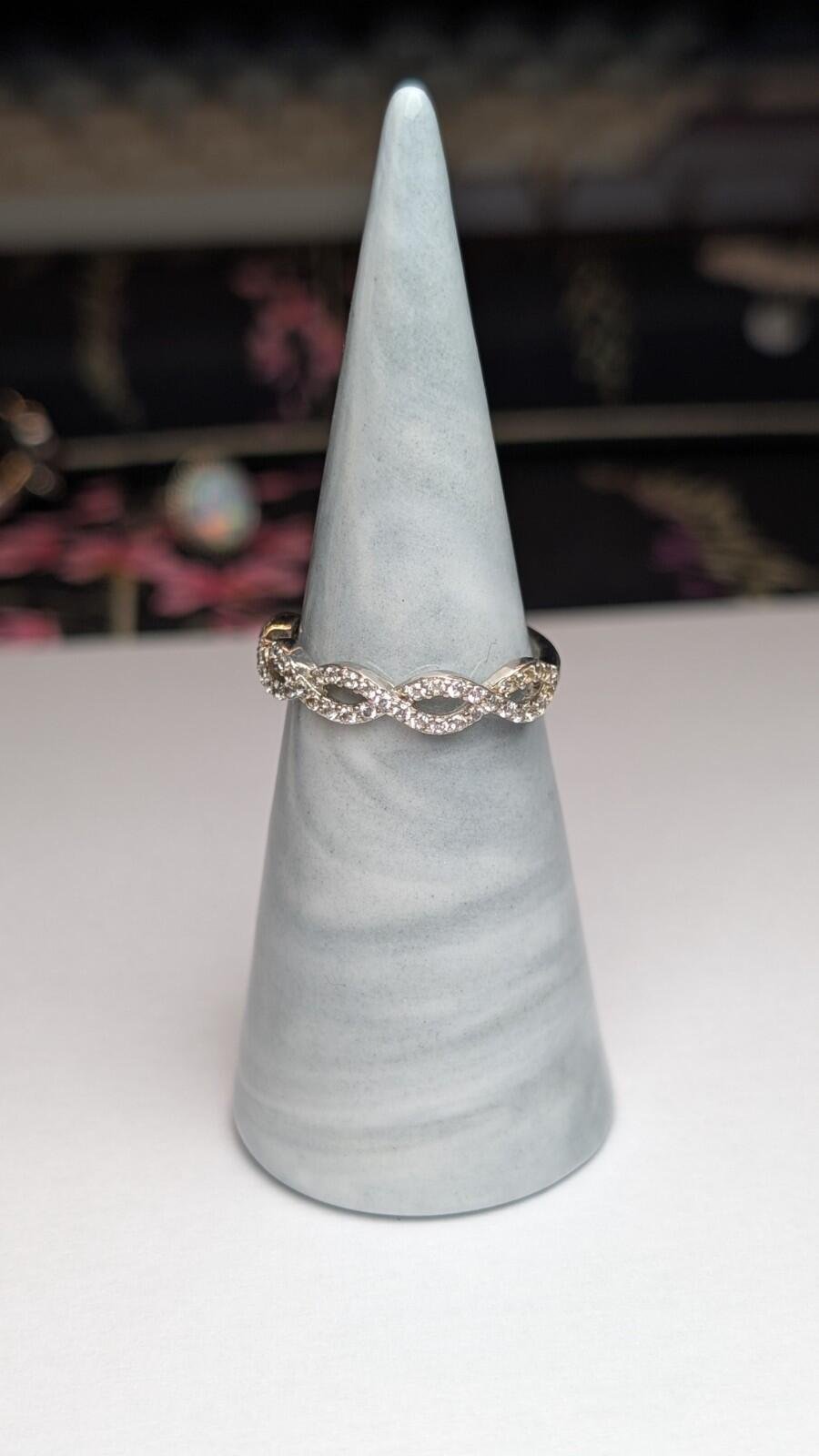Vintage Sterling Silver CZ Band Ring | Size N 1/2 - O | 925 Silver