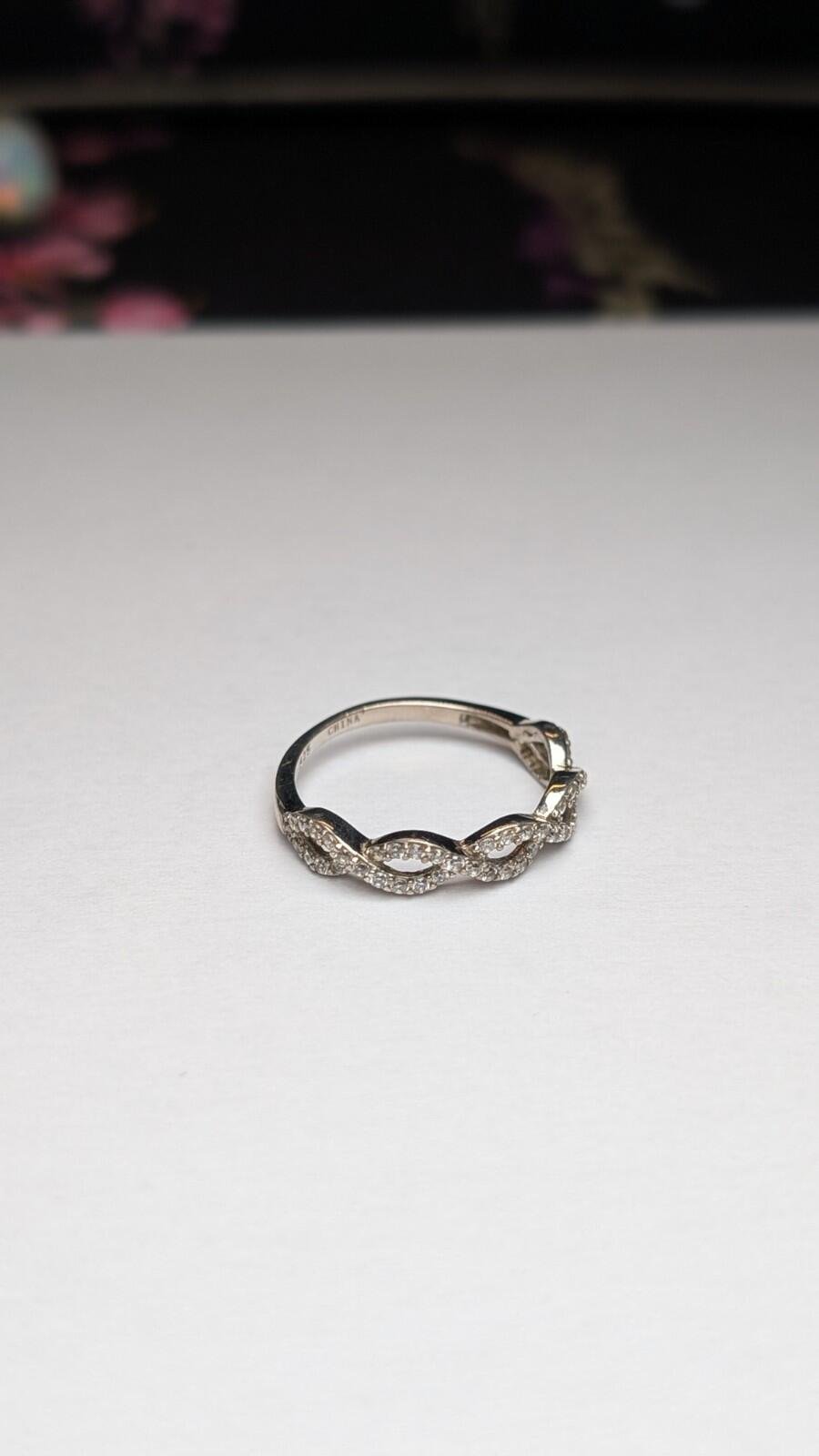 Vintage Sterling Silver CZ Band Ring | Size N 1/2 - O | 925 Silver - Image 3