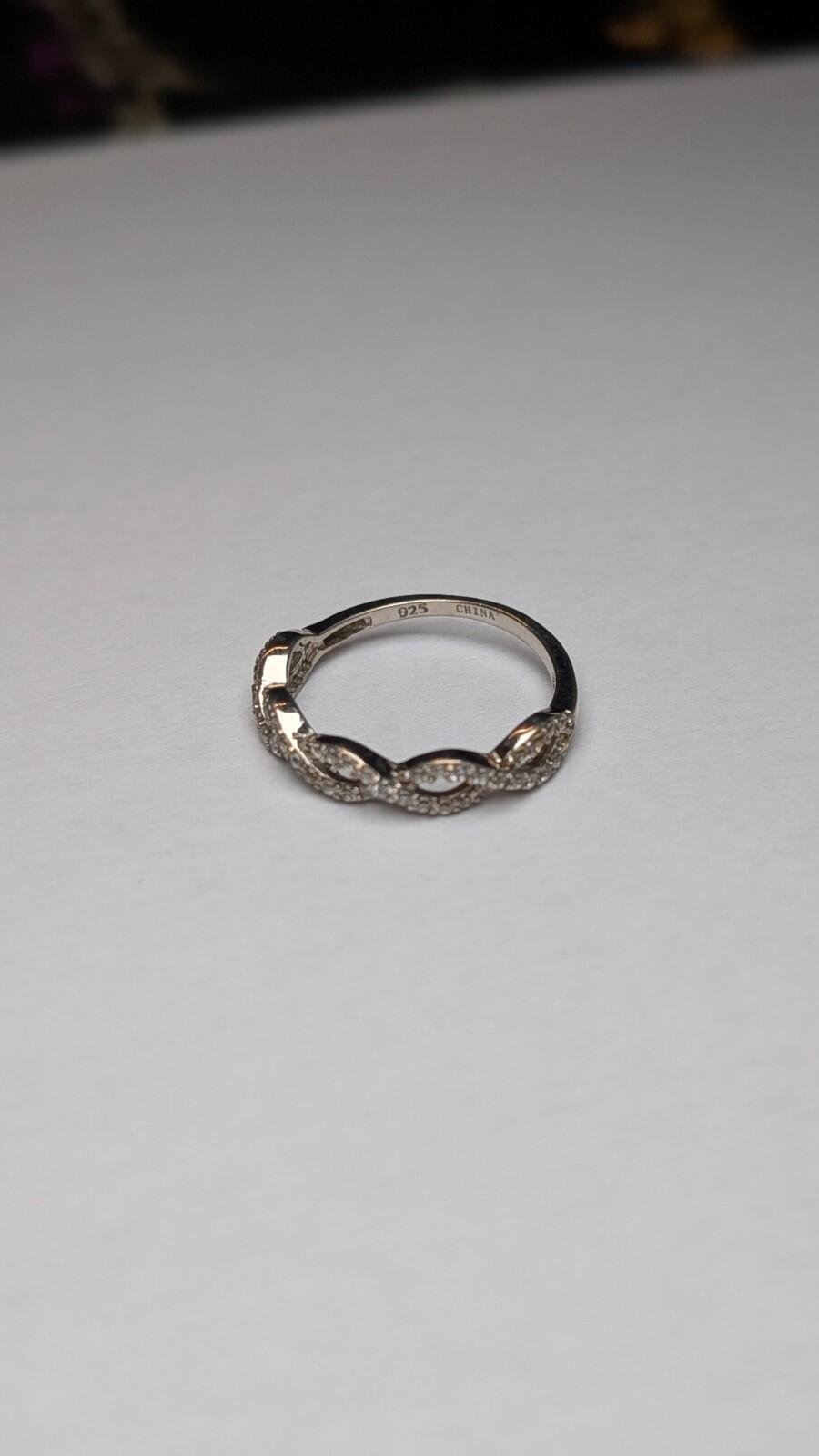 Vintage Sterling Silver CZ Band Ring | Size N 1/2 - O | 925 Silver - Image 4