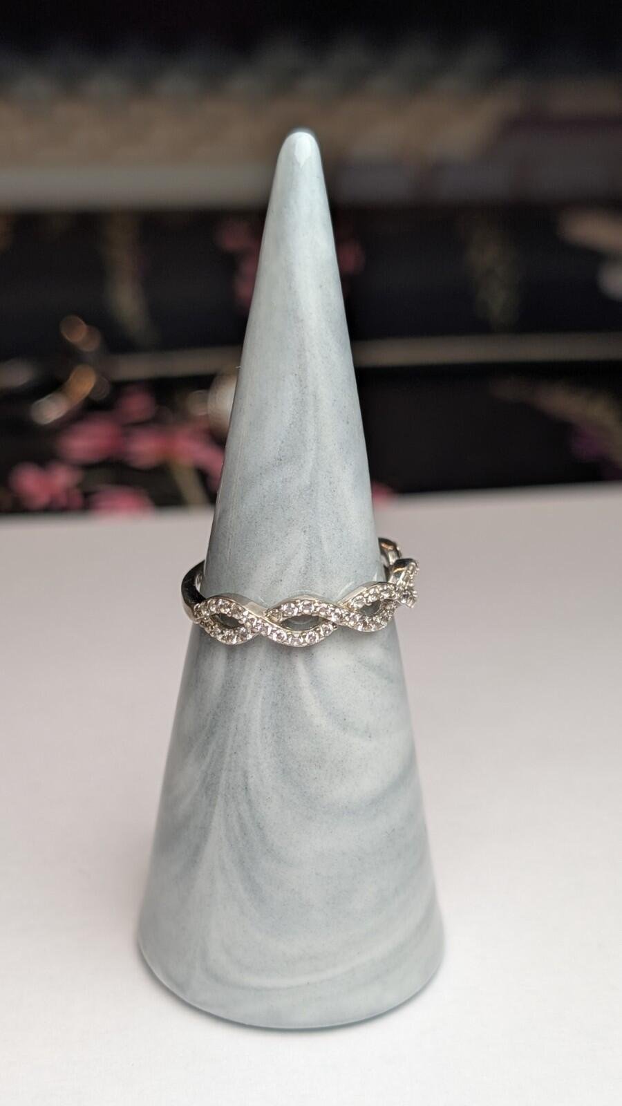 Vintage Sterling Silver CZ Band Ring | Size N 1/2 - O | 925 Silver - Image 5