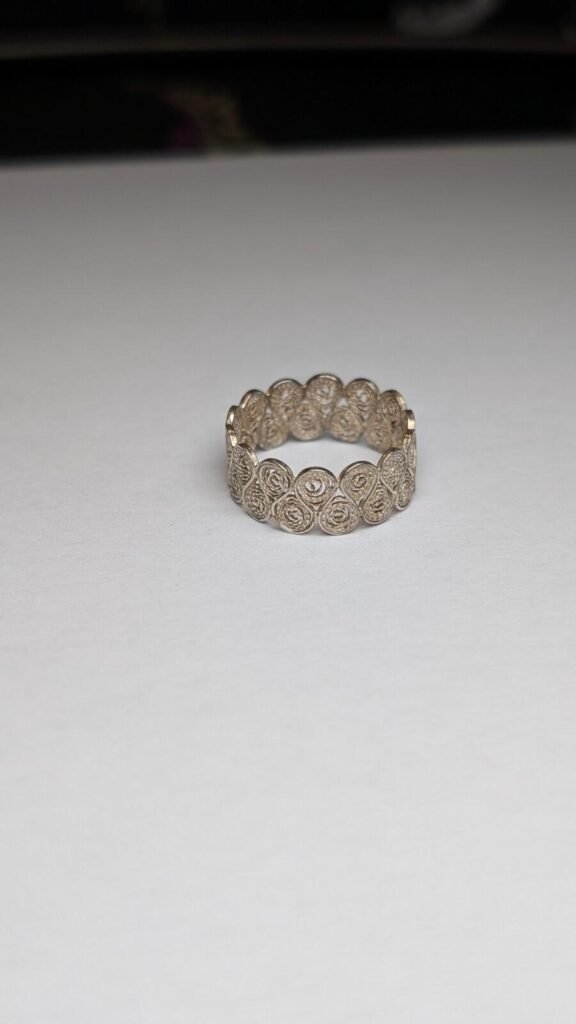 Vintage Sterling Silver Filigree Lace Band Ring | Size O | 925 Silver