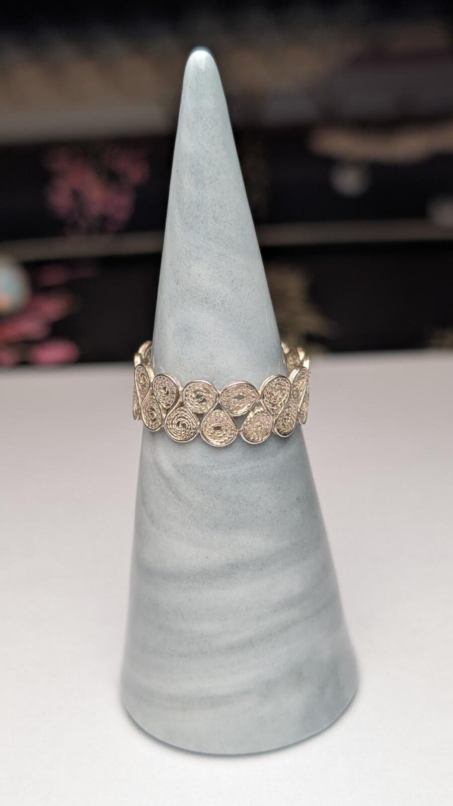 Vintage Sterling Silver Filigree Lace Band Ring | Size O | 925 Silver - Image 2